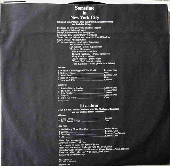 John Lennon & Yoko Ono / The Plastic Ono Band With Elephants Memory Plus Invisible Strings : Some Time In New York City (2xLP, Album, RE, Los)