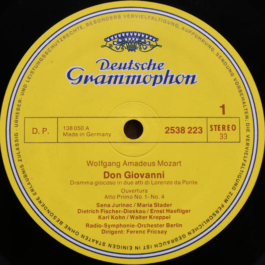 Wolfgang Amadeus Mozart, Sena Jurinac, Irmgard SeeFried, Maria Stader, Dietrich Fischer-Dieskau, Ernst Haefliger, Karl Kohn U.A. Radio-Symphonie-Orchester Berlin, Ferenc Fricsay : Don Giovanni (3xLP + Box)
