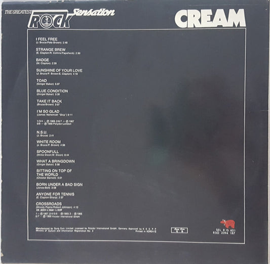 Cream (2) : Rock Sensation (LP, Comp)