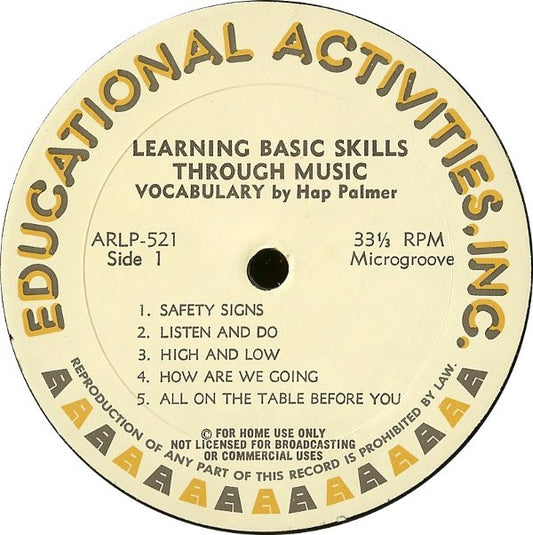 Hap Palmer : Learning Basic Skills Through Music : Vocabulary (LP, Album)