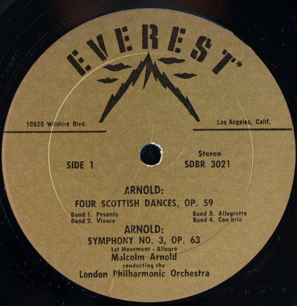Malcolm Arnold Conducts London Philharmonic Orchestra : Four Scottish Dances, Op. 59 And Symphony No. 3, Op. 63 (LP, Album, RP, Gol)