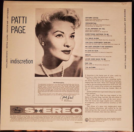 Patti Page : Indiscretion (LP, Album)