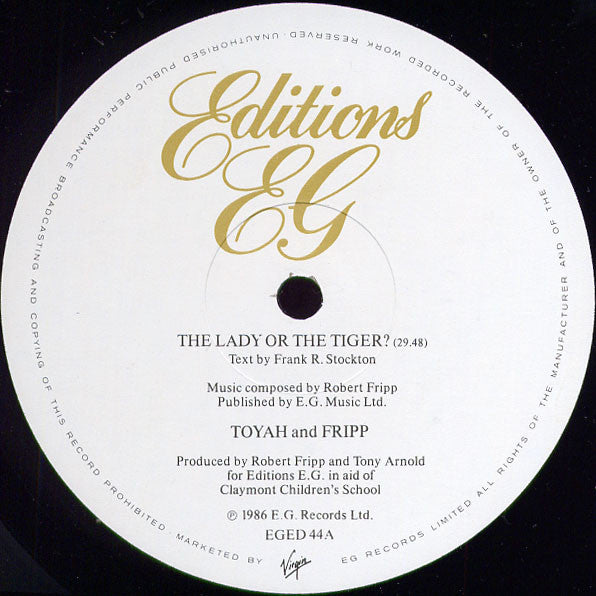 Toyah And Robert Fripp Featuring The League Of Crafty Guitarists : The Lady Or The Tiger? (LP, Album)