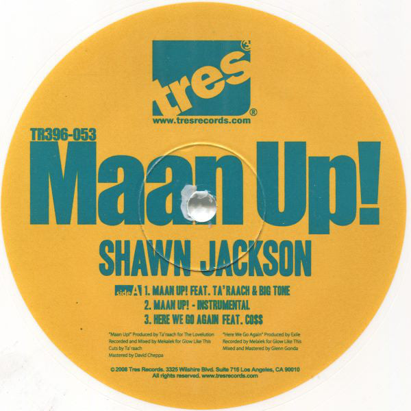 Shawn Jackson (2) : Maan Up! (12", Single, Whi)