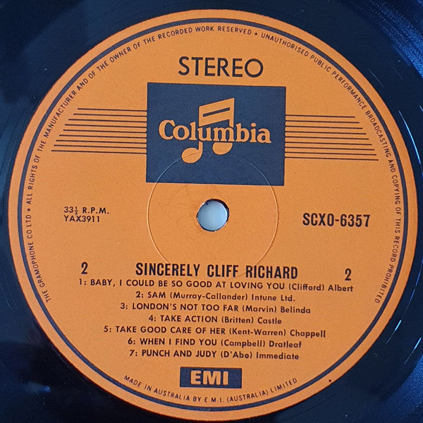 Cliff Richard : Sincerely Cliff Richard (LP, Album)
