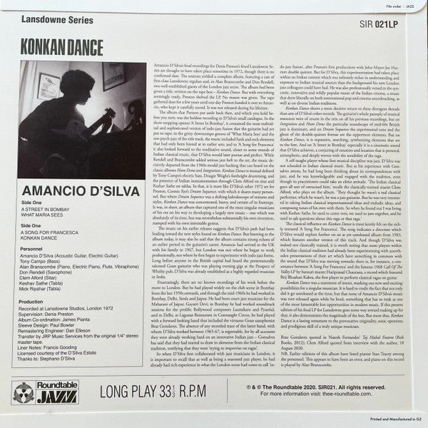 Amancio D'Silva : Konkan Dance (LP, Album, RE, RM, 180)