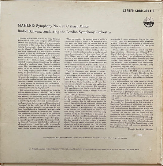 Gustav Mahler, Rudolf Schwarz, London Symphony Orchestra : Symphony No. 5 In C Sharp Minor (2xLP, RE, Box)