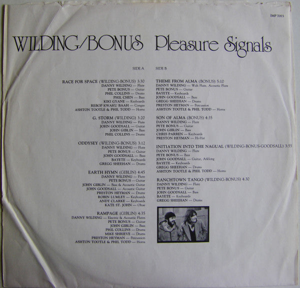 Danny Wilding / Peter Bonas : Pleasure Signals (LP, Album)