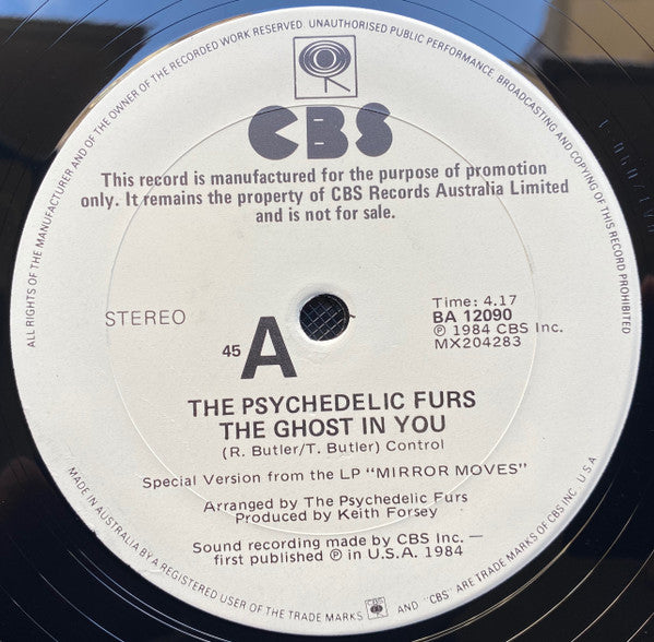 The Psychedelic Furs : The Ghost In You (12", Promo)