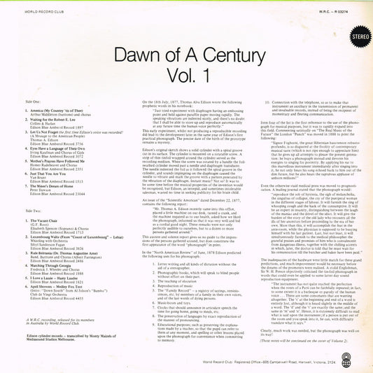 Various : Dawn of A Century Vol. 1 (LP, Comp, Mono, Club)