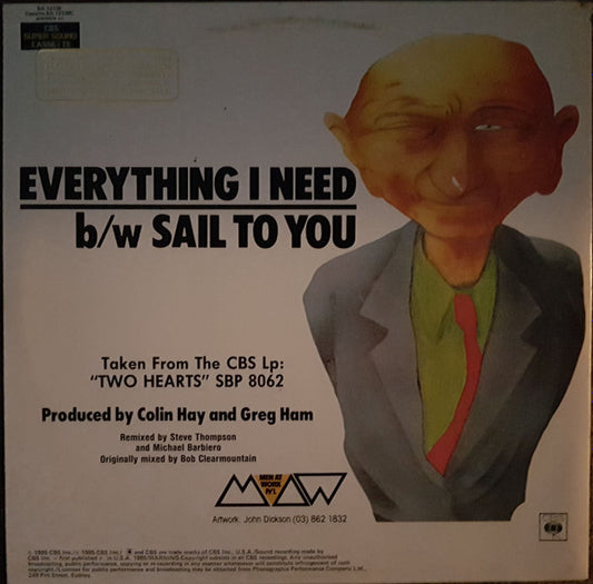 Men At Work : Everything I Need (12", Single, Promo)