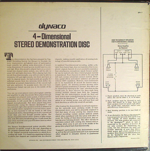 Various : 4-Dimensional Stereo Demonstration Disc (LP, Album, Quad)