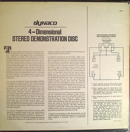 Various : 4-Dimensional Stereo Demonstration Disc (LP, Album, Quad)