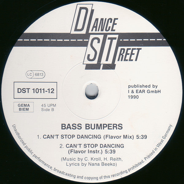 Bass Bumpers : Can't Stop Dancing (12", Maxi)