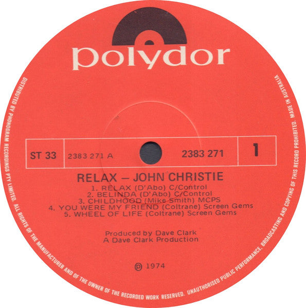 John Christie : Relax (LP, Gat)