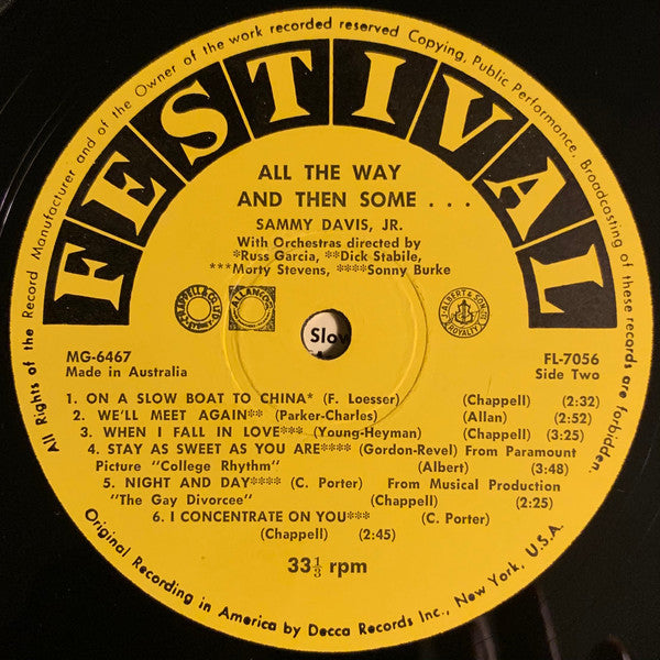 Sammy Davis Jr. : All The Way...And Then Some! (LP, Album, Mono)