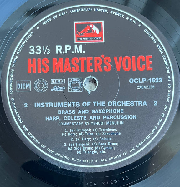 Yehudi Menuhin : Instruments Of The Orchestra (LP)