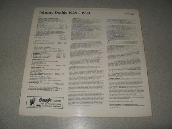 Johnny Dodds : Johnny Dodds 1928 - 1929 (LP, Comp, Mono, RE)