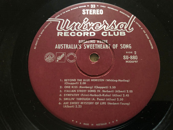 Rosalind Keene : Australia's Sweetheart Of Song (LP, Comp)