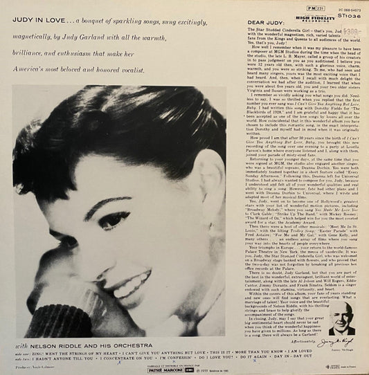 Judy Garland : Judy In Love (LP, Album, RE)