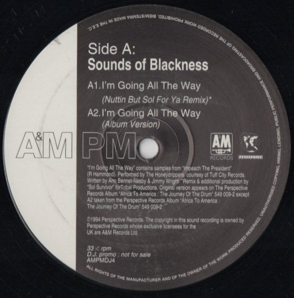Sounds Of Blackness : I'm Going All The Way / Everything Is Gonna Be Alright (12", Promo)