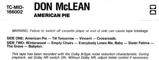 Don McLean : American Pie (Cass, Album)