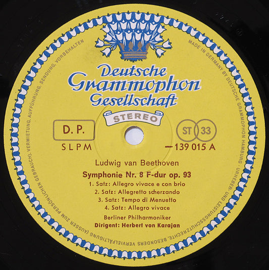 Ludwig Van Beethoven - Berliner Philharmoniker · Herbert von Karajan : Symphonie Nr. 8 / Ouvertüren: »Fidelio« · »Leonore III« · »Coriolan« (LP)