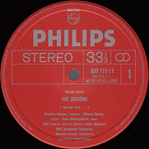 Joseph Haydn / Sir Colin Davis : The Seasons / Die Jahreszeiten (3xLP, Red + Box)