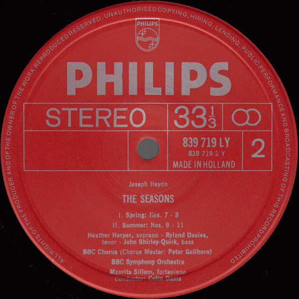 Joseph Haydn / Sir Colin Davis : The Seasons / Die Jahreszeiten (3xLP, Red + Box)