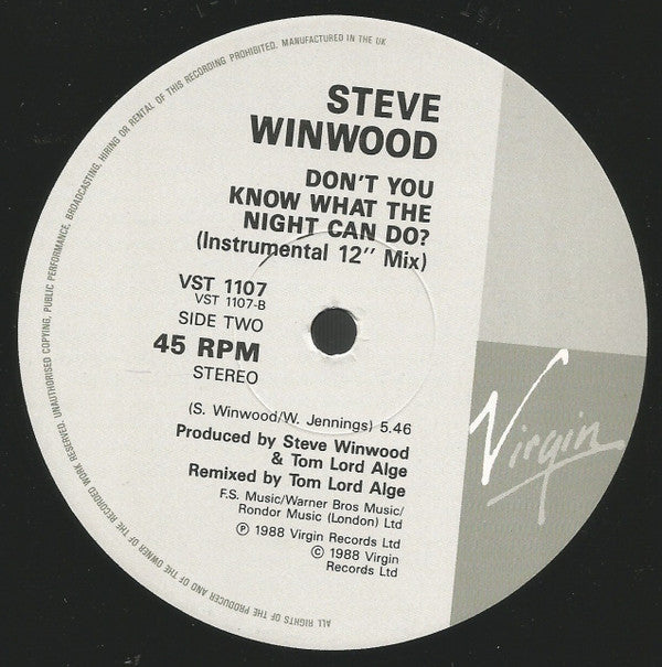 Steve Winwood : Don't You Know What The Night Can Do? (12", Single, DMM)