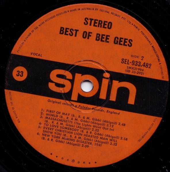 Bee Gees : Best Of Bee Gees (LP, Comp)