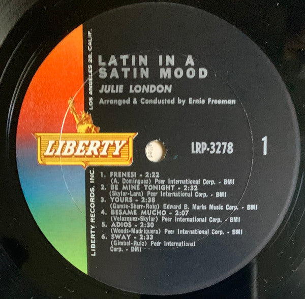 Julie London : Julie London Sings Latin In A Satin Mood (LP, Album, Mono)
