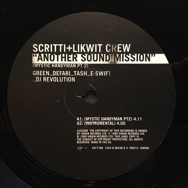 Scritti Politti + Likwit Crew : Another Sound Mission (Mystic Handyman Pt 2) (12")