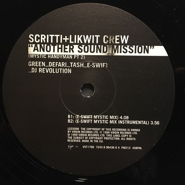 Scritti Politti + Likwit Crew : Another Sound Mission (Mystic Handyman Pt 2) (12")