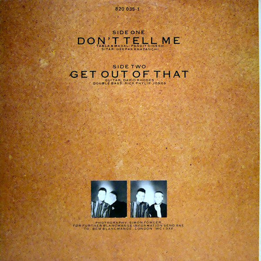 Blancmange : Don't Tell Me (12", EP)