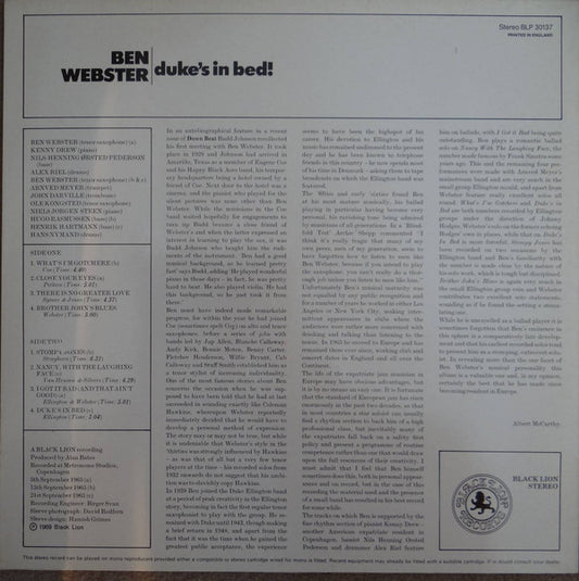 Ben Webster : Duke's In Bed! (LP, Album)