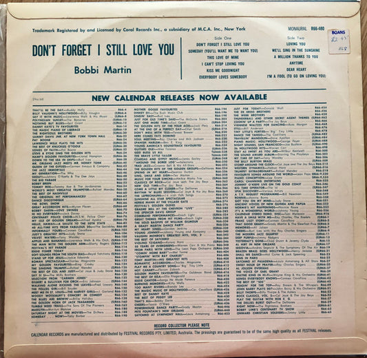 Bobbi Martin : Don't Forget I Still Love You (LP, RE)
