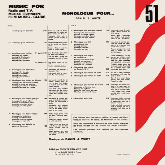 Daniel J. White : Monologue Pour... (LP)