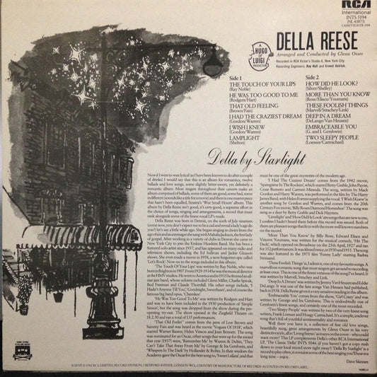 Della Reese : Della By Starlight (LP, Album, RE)