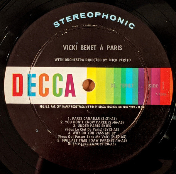 Vicki Benet : Vicki Benet À Paris (LP, Album)
