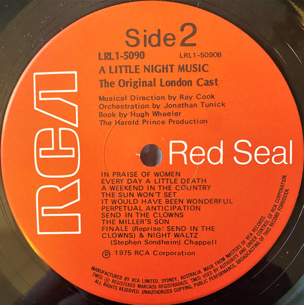 Stephen Sondheim - Jean Simmons (2), Hermione Gingold, Joss Ackland : A Little Night Music (Original London Cast) (LP, Album)