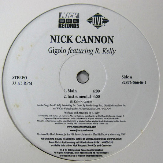 Nick Cannon Featuring R.Kelly* : Gigolo (12")