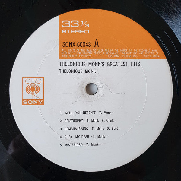 Thelonious Monk : Thelonious Monk's Greatest Hits (LP, Comp)