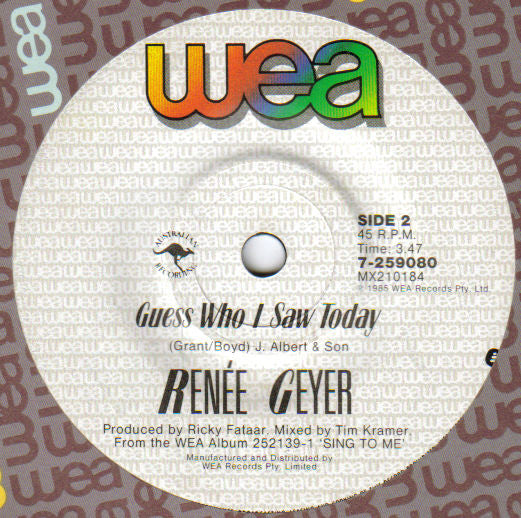 Renee Geyer : All My Love (7", Single)