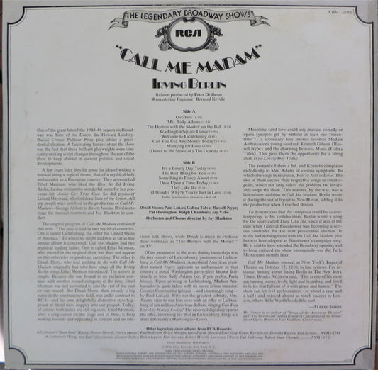 Dinah Shore : Call Me Madam - Original Show Album (LP, Album)