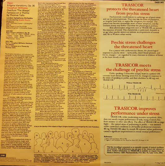Elgar*, Vaughan Williams*, André Previn, London Symphony Orchestra : 'Enigma' Variations / Fantasia On A Theme Of Thomas Tallis / Overture To 'The Wasps' (LP)