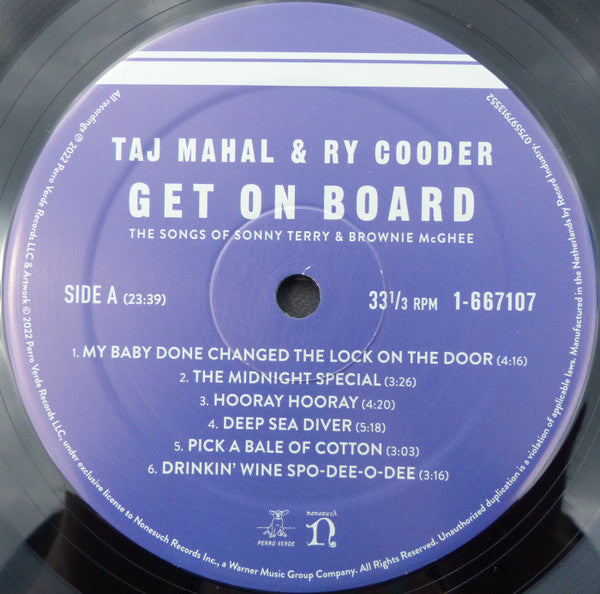 Taj Mahal & Ry Cooder : Get On Board (The Songs Of Sonny Terry & Brownie McGhee) (LP, Album)
