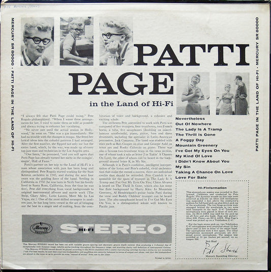 Patti Page With Pete Rugolo Orchestra : In The Land Of Hi-Fi (LP, Album)