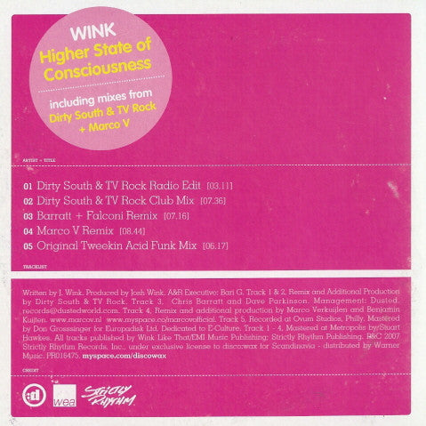 Josh Wink : Higher State Of Consciousness (CD, Single)