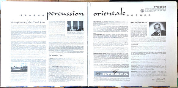 David Carroll & His Orchestra : Percussion Orientale: Musical Sounds Of The Middle East (LP, Album)